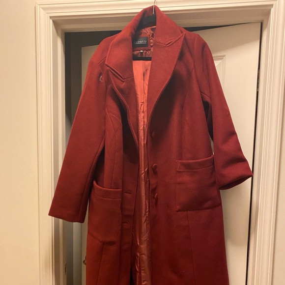 Long coat with pockets from Eloquii in the color pomegranate! Size 22/24. - Picture 2 of 5